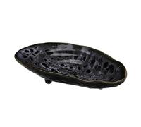 BESPORTBLE Ceramic Butterfly Feeder and Bee Watering Dish 8.25-inch Black Obsidian Glaze Outdoor Garden Decor Butterfly Puddler for Pollinator Feeding