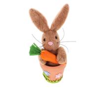 BESPORTBLE Ceramic Easter Bunny Figurine Sitting in Pot with Carrot Lightweight Garden Bunny Statue Compact Rabbit Ornament for Home Desktop Decoration and Gift