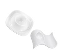 BESPORTBLE Ceramic Egg Cups 2Pcs Set with Wave Pattern Square Egg Holder Breakfast Dining Kitchen Use