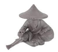 BESPORTBLE Ceramic Fishing Statue of Old Man Sitting Garden Statue Fairytale Garden Accessories Bonsai Sitting Fisherman Figure Mini Tank Elder