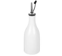 BESPORTBLE Ceramic Oil Dispenser Bottle 300ml White Multi-functional Vinegar and Oil Container with Stainless Steel Spout and Silicone Stopper for Kitchen Use