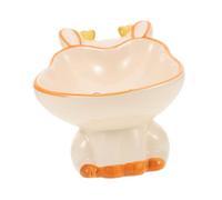 BESPORTBLE Ceramic Pet Feeder Wide Bowl Anti-spill Stable Base Cute Cartoon Design for Cats and Small Dogs Food and Water Dish Porcelain Feeding Holder