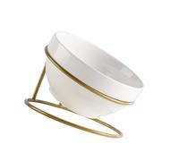 BESPORTBLE Ceramic Pet Food Bowl with Iron Stand Tilted Elevated Feeder for Cats and Dogs, Neck Protection Slant Feeding Bowl Suitable for Home Use Random Style