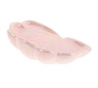 BESPORTBLE Ceramic Shell Soap Dish with Drain Tray, Pink Pearl Glaze Bathroom Soap Holder and Jewelry Ring Storage Plate for Sink and Kitchen Household Use