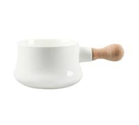 BESPORTBLE Ceramic Soup Bowl with Wood Handle, Thickened Bone China Material, Firm Use and Classic Style, Suitable for Soup, Rice, Salads and Snacks, Elegant Appearance for Daily Dining