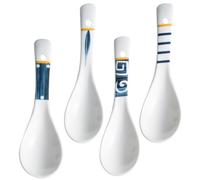 BESPORTBLE Ceramic Soup Spoons Japanese and Chinese Style with Comfortable Handle 4pcs Practical Kitchen Supplies Porridge and Kitchen Soup Spoons for Family Dining and Restaurants