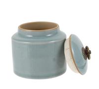 BESPORTBLE Ceramic Storage Jar Small Blue Airtight Sealed Food Canister for Office Desk Household Cereal Holder and Tea Leaf Pot Kitchen Pantry Organization