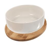 BESPORTBLE Ceramic Succulent Pot with Bamboo Tray Bonsai Planter Container for Small Plants Lightweight White Porcelain Flowerpot for Indoor Balcony Gardening and Succulent Growth