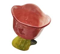 BESPORTBLE Ceramic Tulip Dessert Bowl Decorative Red Flower Shaped