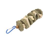 BESPORTBLE Chewing Toys for Hamster Molar Toy Natural Grass Cake Parrot for Small Animals Helps in Grinding Teeth Includes Metal Hook for Attachment