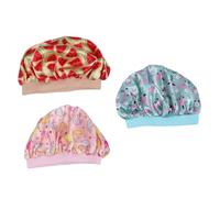 BESPORTBLE Children Satin Sleep Cap 3pcs Set Elastic Round Bonnet for Kids Night Sleeping Wide Brimmed Design Green, Beige Watermelon Dolphin Pink