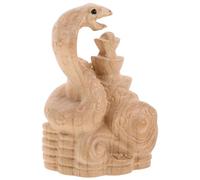 BESPORTBLE Chinese Wood Snake Figurine 2025 Zodiac Decoration Hand-Carved Wooden Sculpture Feng Shui Snake Ornament for Home Decor for Luck and Success