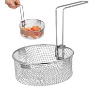 BESPORTBLE Chip Pan Basket, 2L Stainless Steel Fryer Basket with Handle, Deep Fryer Mesh Strainer for Slicing Chips, Multi-Use Pasta Pot Oil Drainer Sheet