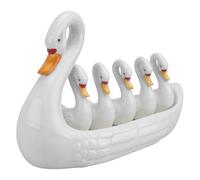 BESPORTBLE Chopsticks Stand Japanese Style with Tray Ceramic Swan Shaped Chopstick Rest Holder in White for Home and Restaurant Table Decor