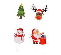 BESPORTBLE Christmas Decor 4 Pack Outdoor Deer Lawn Stakes Yard Signs Festive Snowman Theme Garden Decorative Stakes