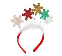 BESPORTBLE Christmas Headband for Cute Xmas Party Headband with Snowflake and White Antlers Lightweight Felt and Decorative Hairband for Adults Family Gathering