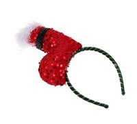 BESPORTBLE Christmas Headwear Fluffy Santa Shoe Headband with Dazzling Sequin Accents Accessory for Women Adults for Christmas Eve Photo Shoots and Festive Celebrations