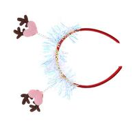 BESPORTBLE Christmas Heart Shaped Reindeer Antlers Headband Glitter Xmas Hair Hoop Holiday Festival Accessory for Women for Year Valentines Day