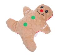BESPORTBLE Christmas Squeaky Dog Plush Gingerbread Man Chew for Small Medium Dogs Stuffed Pet Teething Plaything for Puppy Xmas Fun Interactive Companion