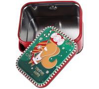 BESPORTBLE Christmas Tinplate Cookie Box Lid Small Storage Case Xmas Candy Biscuit Tin Squirrel Design Portable Party Favor Container