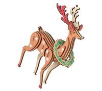 BESPORTBLE Christmas Wooden Reindeer Puzzle Unique DIY Craft for Holiday Educational Jigsaw Family Interaction Christmas Ornament for Festive Cheer