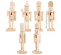 BESPORTBLE Christmas Wooden Unfinished Nutcrackers: Unpainted Nutcracker Soldier, 4.7 Inch Christmas DIY Figures for Xmas Arts Project (6Pcs)