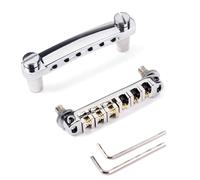 BESPORTBLE Chrome Roller Saddle Bridge Tailpiece for Style Electric Guitar Die-cast Metal Replacement with Studs and Wrenches Easy to Install Bridge for Guitar Accessories