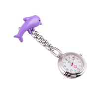 BESPORTBLE Clip-on Hanging Nurse Watch Purple Dolphin Alloy Pocket Watch Waterproof Design for Doctors and Nurses for Hospitals Easy to Read Dial Portable