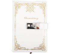 BESPORTBLE Code Lock Diary Notebook Timeless White Notepad Vintage Style with Pu Cover and Paper Pages for Writing and Memory Keeping and Note Taking for Vacation