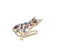 BESPORTBLE Colorful Rhinestone Cat Brooch Pin for Women Lightweight Cute Animal Lapel Pin Jewelry Metal Sparkling Crystal Accessory for Dress Hat Bag Suit Fashion Lovers