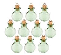 BESPORTBLE Coloured Corks Wedding Decor Stained 10pc Cork Bottles Round Flat Vial Wishing Bottle DIY Pendants (Green) Decor Stained Glass Green Glass Bottle Round