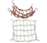 BESPORTBLE Colourful Cotton Rope Climbing Net for Parrots and Hamsters with Stainless Steel Hooks, Tasteless Bird Hammock for Rest Or Exercise in Bird Cage Or Chicken Cage
