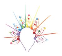 BESPORTBLE Comfortable and Pom Pom Spike Headband with Vibrant Colourful Polyester Fabric and Metal Frame, for Pride Parades and Festive Party Costumes