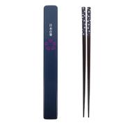 BESPORTBLE Compact Wooden Chopsticks Reusable with Storage Box, Delicate Multi-Function Home Dinner Supplies in Blue Cherry Blossom Design, Traditional Style for Family Dining and Festival