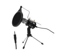 BESPORTBLE Condenser Microphone Kit with Tripod Stand and Splash Filter, Black Desktop Mic for Live Broadcast and Recording, Compatible with Computer and Mobile Phones for Online Classes