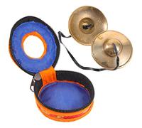 BESPORTBLE Copper for Yoga Practices and Sound Therapy Finger Cymbal Bells Percussion Instrument with Delicate Pattern, Lightweight and Portable Includes Storage Case