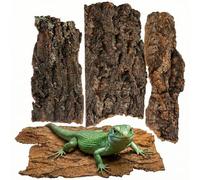 BESPORTBLE Cork Bark 4 Pack Reptile Hide Flats, Natural Tree Bark for Gecko Tortoise Snake, Tank Accessories & Enclosure Decor, Cork Log Pieces 8-14 cm, Random Shape