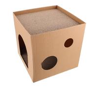 BESPORTBLE Corrugated Cardboard Cat Scratcher Nest with Generous Square Scratching Surface Multi-functional Cat Lounge Bed House Safe and Sturdy for Resting and Claw Grinding