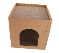 BESPORTBLE Corrugated Cardboard Cat Scratcher Nest with Scratch Pad and Cozy Lounge Bed Multi Functional Square Cat Scratch House