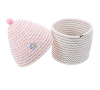 BESPORTBLE Cotton Rope Woven Storage Basket with Lid, Red Small Decorative Tabletop Sundry Organizer, Multi-Purpose Cotton Weaving Storage Container for Home and Office