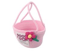 BESPORTBLE Cotton Yarn Woven Shower Basket with Handle Durable Keepsake Organizer for Clothes Nursery Storage Box Pink