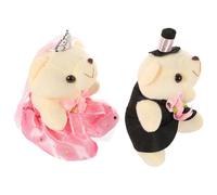 BESPORTBLE Couple Bear Doll Plush Stuffed Wedding Decoration Pair Pink Crowned Bears Valentine’s Day Decor Soft Gift for Romantic Home Display