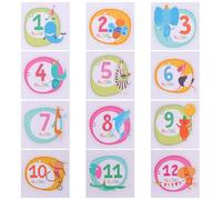 BESPORTBLE Creative Animals Theme Baby Photo Prop Monthly Stickers Set for Boys, Paper Material Keepsake Label for Newborn Use and Photo Album,