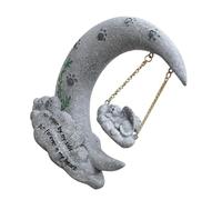BESPORTBLE Creative Resin Cat Moon Shaped Memorial Stone PET Grave Marker for Garden Decoration PET Memorial Angel Cat Ornament for Outdoor Display