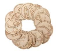 BESPORTBLE Creative Wooden Infant Growth Cards Graduation Time Design Easy to Carry Monthly Discs Card Set for Babies 14pcs Khaki to Track Baby's Growth and Capture Precious Moments