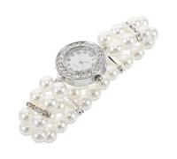 BESPORTBLE Cuff Watch and Double-Row Rhinestone Pearl Bracelet Set for Women, Vintage Dainty Fashion Jewelry for Party and Christmas Wrist Accessory