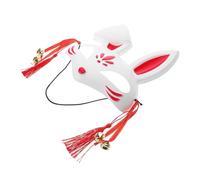 BESPORTBLE Cute Bunny Half Face Mask for Easter Party and Masquerade Plastic White Rabbit Costume Accessory with Charming Bell for Women Festive Dress Up