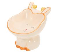 BESPORTBLE Cute Ceramic Pet Bowl with Anti-slip Base Tilted Porcelain Food and Water Dish for Cats Dogs Kittens and Small Pets Easy to Clean Stain-resistant Protective Neck Feeder