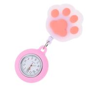 BESPORTBLE Cute Pink Cat Watch Nurse Pocket Watch Practical Pin Design Soft Silicone Material Creative Cat Paw-Shaped Healthcare Professionals