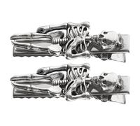 BESPORTBLE Dark Metal Skull Skeleton Hair Clips 2pcs Gothic Horror Bone Barrettes for Halloween Party Women Hair Accessories